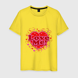 Футболка хлопковая мужская Heart - Love me, цвет: желтый