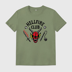 Футболка хлопковая мужская Hellfire Club Stranger Things 4, цвет: авокадо