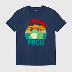 Футболка хлопковая мужская Притворюсь, что я лягушка, цвет: тёмно-синий