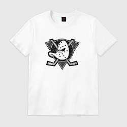 Футболка хлопковая мужская Anaheim Ducks Анахайм Дакс Серый, цвет: белый