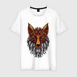 Футболка хлопковая мужская Лиса в стиле Мандала Mandala Fox, цвет: белый