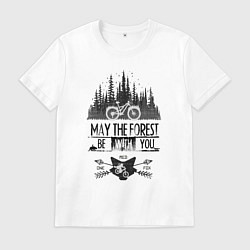 Футболка хлопковая мужская May the forest ride with you, цвет: белый