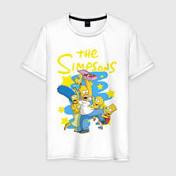 Футболка хлопковая мужская The SimpsonsСемейка Симпсонов, цвет: белый