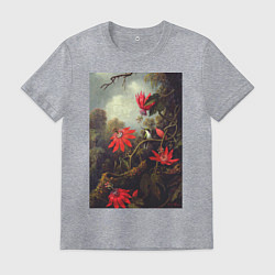 Мужская футболка Hummingbird and Passionflowers Колибри на ветке