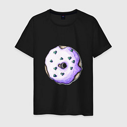 Футболка хлопковая мужская Сиреневый пончик, цвет: черный
