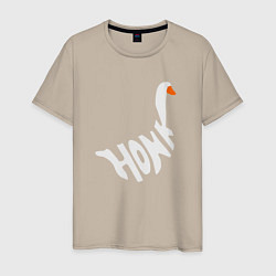 Футболка хлопковая мужская Honk White Гусь Белый, цвет: миндальный