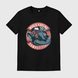 Футболка хлопковая мужская WORLD CARTING КАРТИНГ, цвет: черный