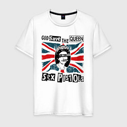 Футболка хлопковая мужская Sex Pistols - God Save The Queen, цвет: белый
