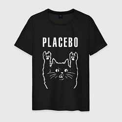 Футболка хлопковая мужская PLACEBO РОК КОТ, цвет: черный