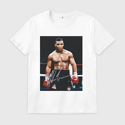 Футболка хлопковая мужская Майк Тайсон Фото с авторгафом Mike Tyson, цвет: белый