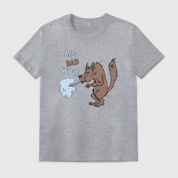 Мужская футболка Большой злой волк из сказки Три Поросенка