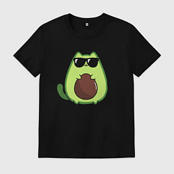 Футболка хлопковая мужская Avo cat o в очках, цвет: черный