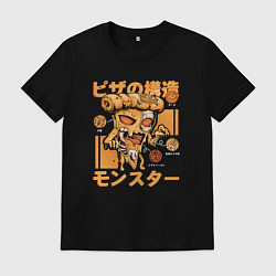 Футболка хлопковая мужская Monster - Pizza, цвет: черный