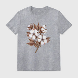 Футболка хлопковая мужская Цветы хлопка в букете, цвет: меланж