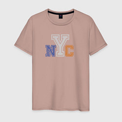 Футболка хлопковая мужская NYC New York City, цвет: пыльно-розовый