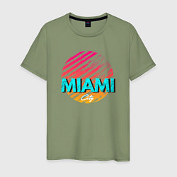 Футболка хлопковая мужская Майами Флорида, цвет: авокадо