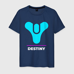 Футболка хлопковая мужская Символ Destiny в неоновых цветах, цвет: тёмно-синий