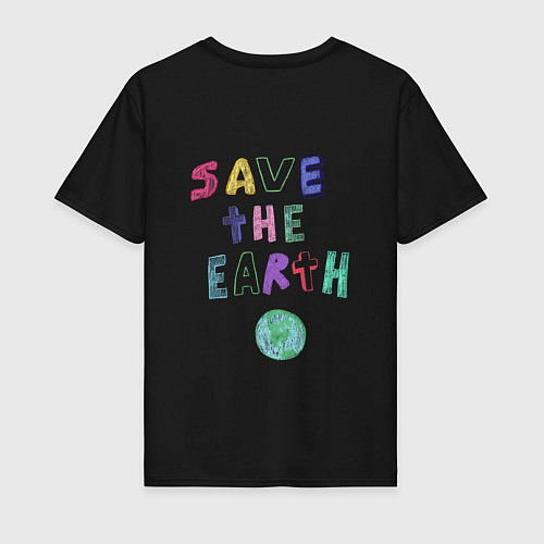 Мужская футболка Save the earth эко дизайн карандашом / Черный – фото 2