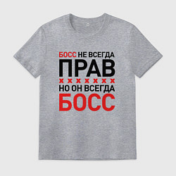 Футболка хлопковая мужская Босс не всегда прав, но всегда босс, цвет: меланж