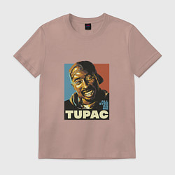 Футболка хлопковая мужская Tupac - All Eyez On me, цвет: пыльно-розовый