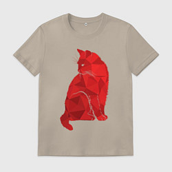 Футболка хлопковая мужская Котик минимализм, цвет: миндальный