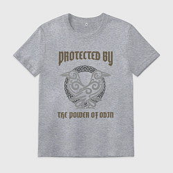 Футболка хлопковая мужская Protected by the power of Odin, цвет: меланж