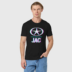Футболка хлопковая мужская Значок JAC в стиле Glitch, цвет: черный — фото 2
