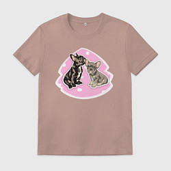 Футболка хлопковая мужская Французкий Бульдог Собаки, цвет: пыльно-розовый