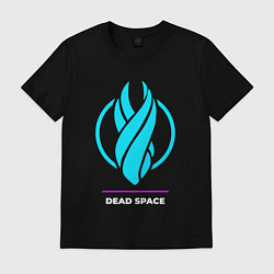 Футболка хлопковая мужская Символ Dead Space в неоновых цветах, цвет: черный