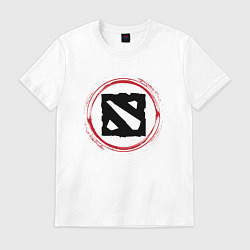 Футболка хлопковая мужская Символ Dota и красная краска вокруг, цвет: белый