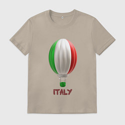 Футболка хлопковая мужская 3d aerostat Italy flag, цвет: миндальный
