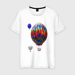 Футболка хлопковая мужская 3d aerostats colorful, цвет: белый