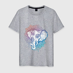 Футболка хлопковая мужская Мандала слон, цвет: меланж
