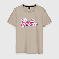 Футболка хлопковая мужская Barbie logo, цвет: миндальный