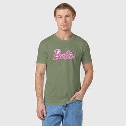 Футболка хлопковая мужская Barbie logo, цвет: авокадо — фото 2