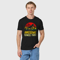 Футболка хлопковая мужская Удивительный динозавр с 1982 года, цвет: черный — фото 2