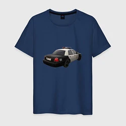 Футболка хлопковая мужская LAPD автомобиль, цвет: тёмно-синий