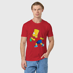 Футболка хлопковая мужская Барт Симпсон принт, цвет: красный — фото 2
