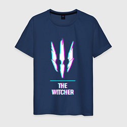 Футболка хлопковая мужская The Witcher в стиле Glitch Баги Графики, цвет: тёмно-синий