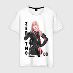 Футболка хлопковая мужская Zero Two - Girls Frontline Darling in the Franxx, цвет: белый