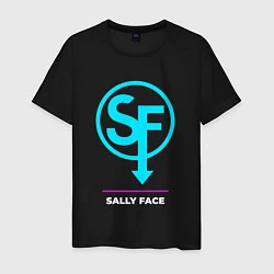 Футболка хлопковая мужская Символ Sally Face в неоновых цветах, цвет: черный