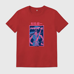 Футболка хлопковая мужская Saichi Neon Golden Kamuy, цвет: красный