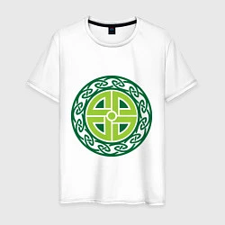 Футболка хлопковая мужская Кельтский щит (руна), цвет: белый
