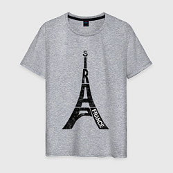 Футболка хлопковая мужская Эйфелева башня Париж Франция, цвет: меланж