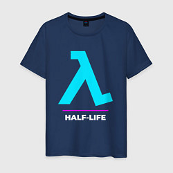Футболка хлопковая мужская Символ Half-Life в неоновых цветах, цвет: тёмно-синий