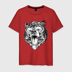 Футболка хлопковая мужская Стилизованная голова медведя, цвет: красный