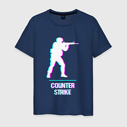 Футболка хлопковая мужская Counter Strike в стиле Glitch - Баги Графики, цвет: тёмно-синий