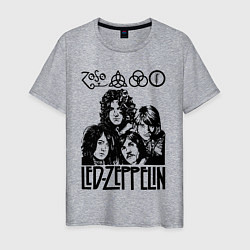 Футболка хлопковая мужская Led Zeppelin Black, цвет: меланж