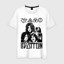 Футболка хлопковая мужская Led Zeppelin Black, цвет: белый
