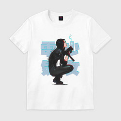 Футболка хлопковая мужская Cyberpunk 2077 Девушка киборг, цвет: белый